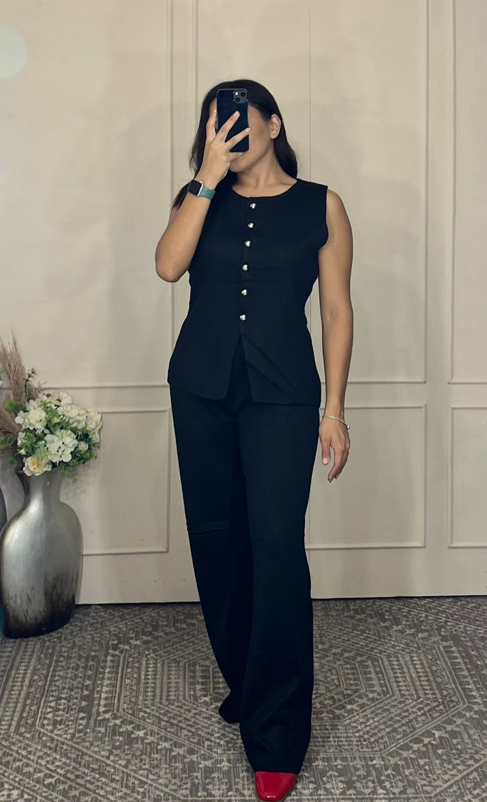 Conjunto chaleco botones dorados y pantalon