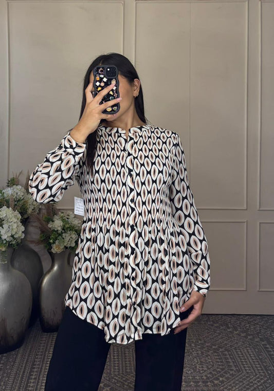 Blusa surcida multicolor blanca