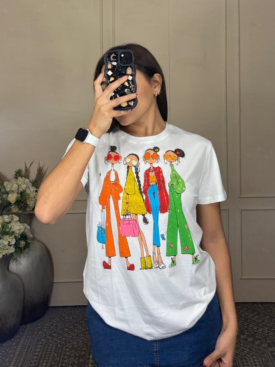 Playera monas brillos
