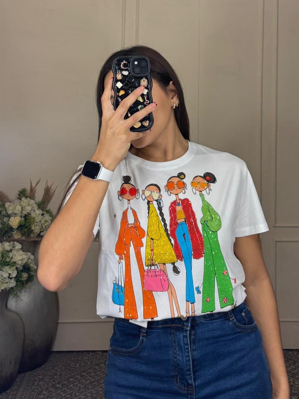 Playera monas brillos