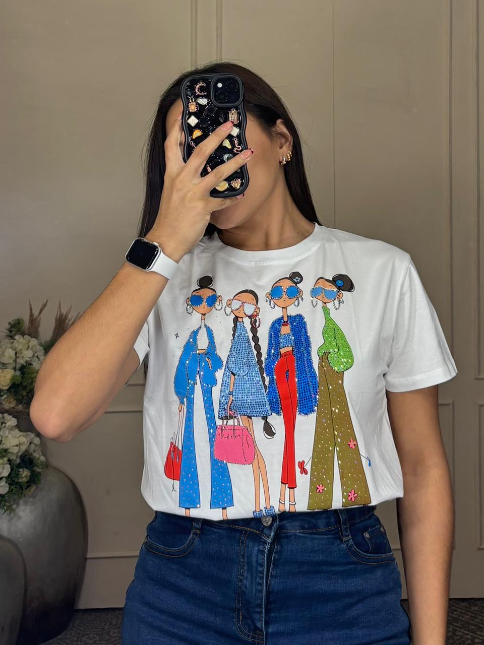 Playera monas brillos