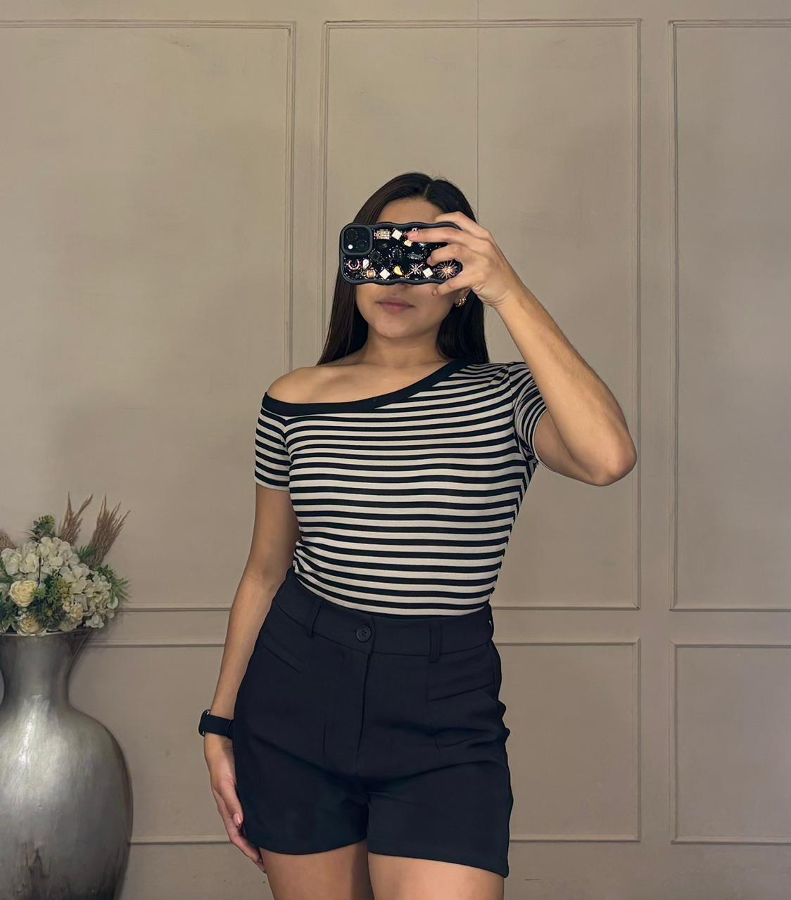 Blusa rayas hombro caido