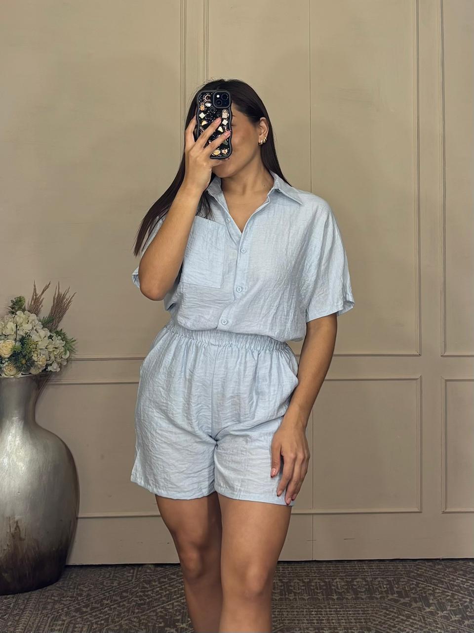 Conjunto Short blusa botones