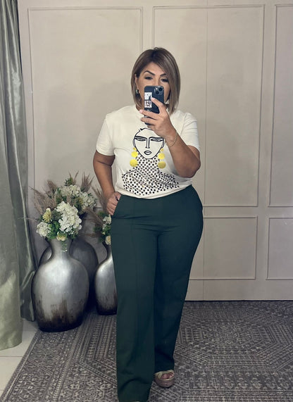 Pantalon liso raya